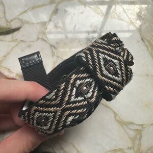 Target Black and White Geometric Woven Fabric Belt